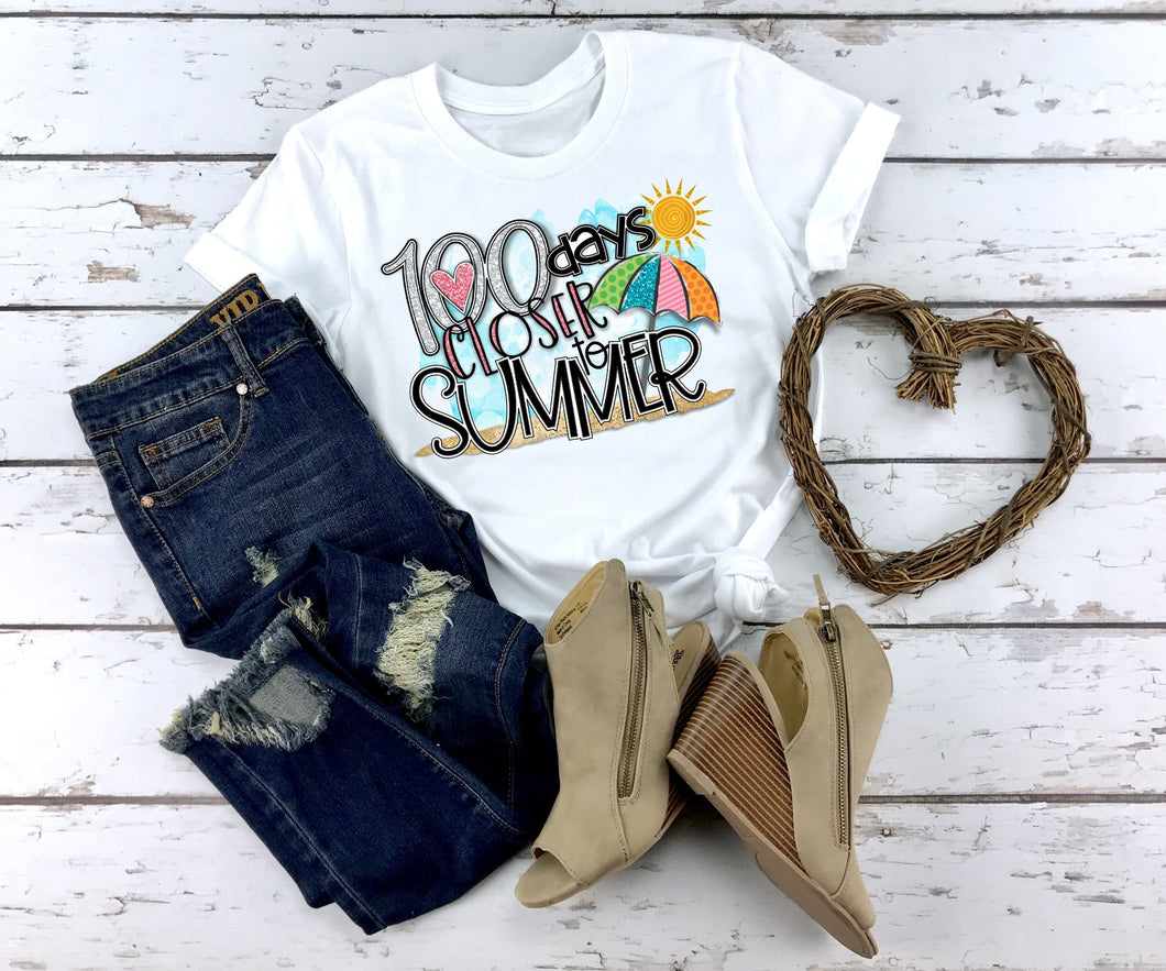 100 Days Closer to Summer Beach Teacher Shirt, Teacher 100 Days of School Shirt