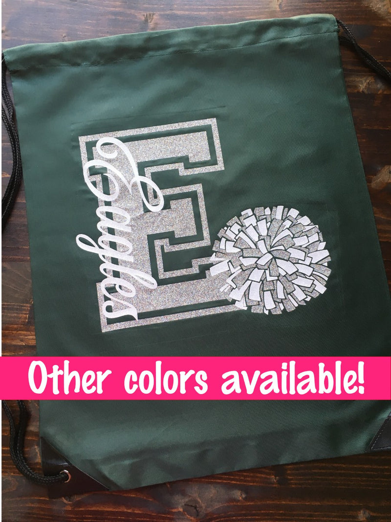 Cheerleader Drawstring Bag School Spirit Glitter Cheer Bag Cheer Sw Press Forward Printing Design LLC