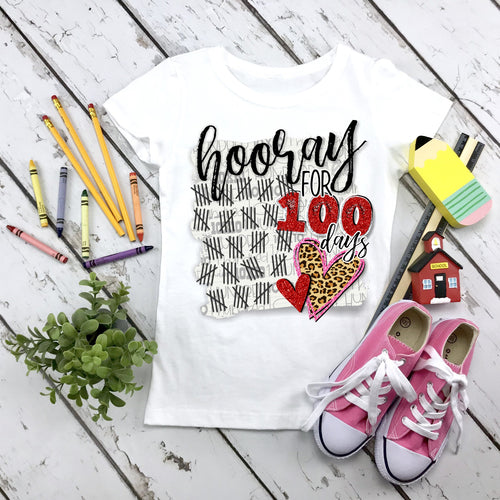 Hooray for 100 Days of School, Leopard Hearts 100 Days of School Shirt