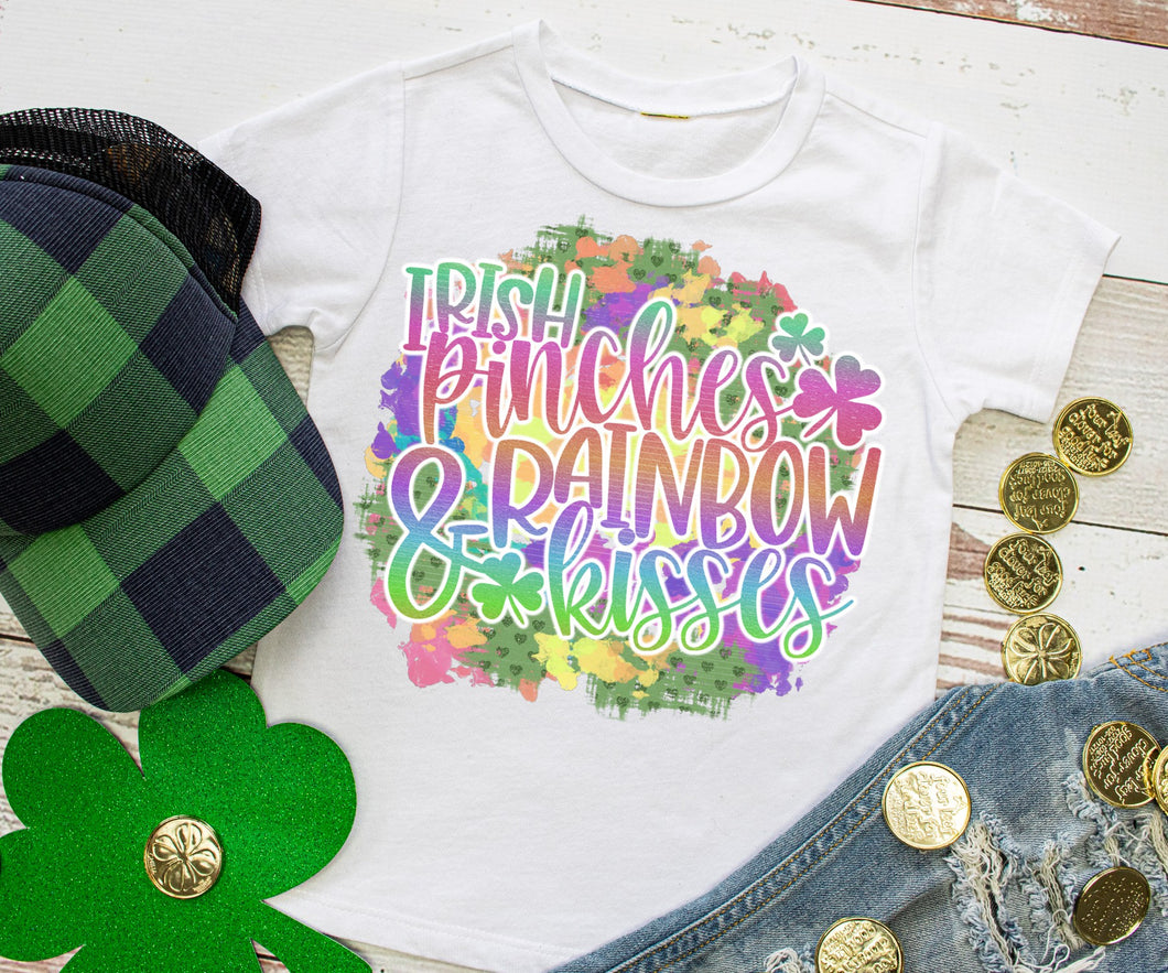 St Patrick's Day Girls Irish Pinches and Rainbow Kisses Shirt