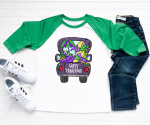 Mardi Gras Truck Raglan, Boys Mardi Gras Raglan, Girls Mardi Gras Raglan