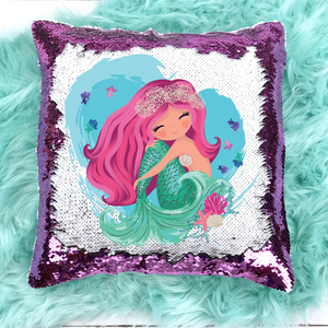 Mermaid Design Printed Sequin Pillow Case