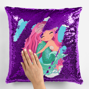 Mermaid Design Printed Sequin Pillow Case