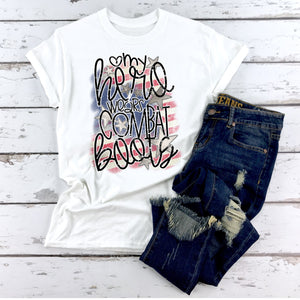 My Hero Wears Combat Boots Support Our Troops T-Shirt
